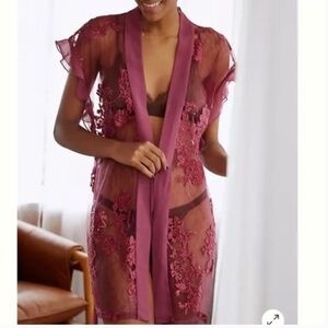 Rya Collection Charming Lace Cover Up Boho Peasant Romantic Valentines Robe